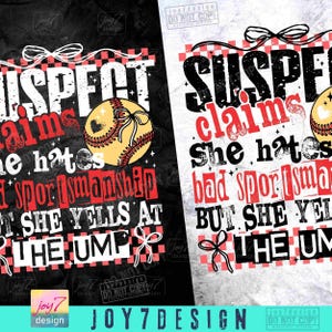 Suspect Claims Softball PNG Funny Softball Game Day Softball Retro Checkered Png Softball Shirt Design Trendy Softball Game Day Png ORIGINAL image 2