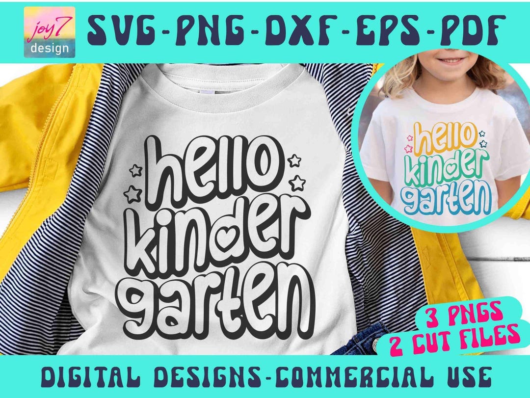 Hello Kindergarten SVG PNG, First Day of School Design (digital ...