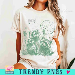 Racoons howling at the Moon Funny Raccoon PNG Sarcastic Snarky Png Cute space Png Funny Sarcastic Png Vintage shirt design Meme Png ORIGINAL image 5