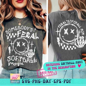 Funny Softball Mom SVG PNG Somebody's Feral Mom Svg Retro Softball Mom Png Mom Life Softball Sublimation Softball Game Day Cut File Original image 6