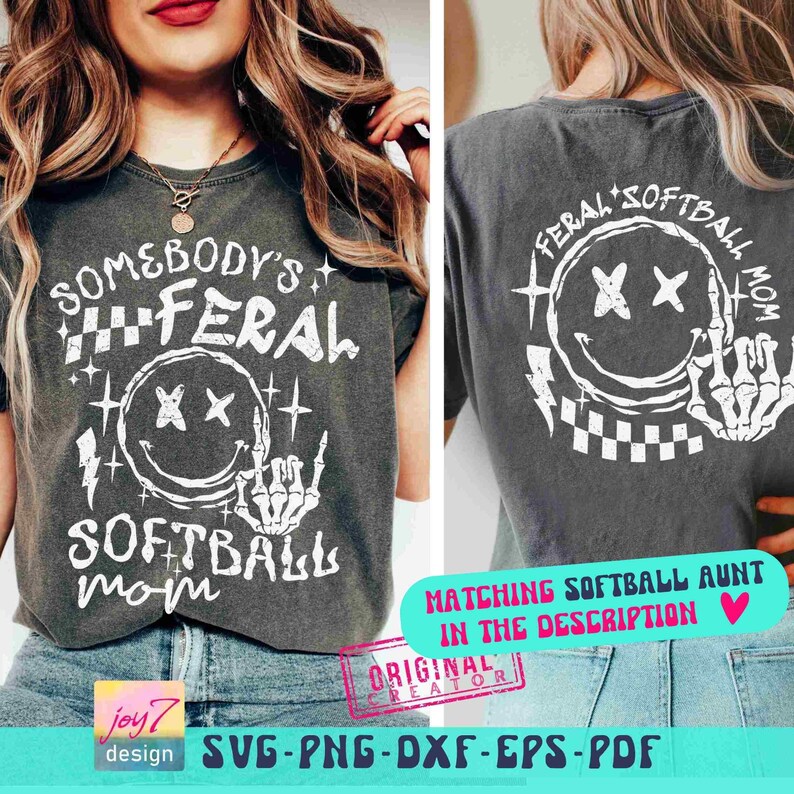 Funny Softball Mom SVG PNG Somebody's Feral Mom Svg Retro Softball Mom Png Mom Life Softball Sublimation Softball Game Day Cut File Original image 6