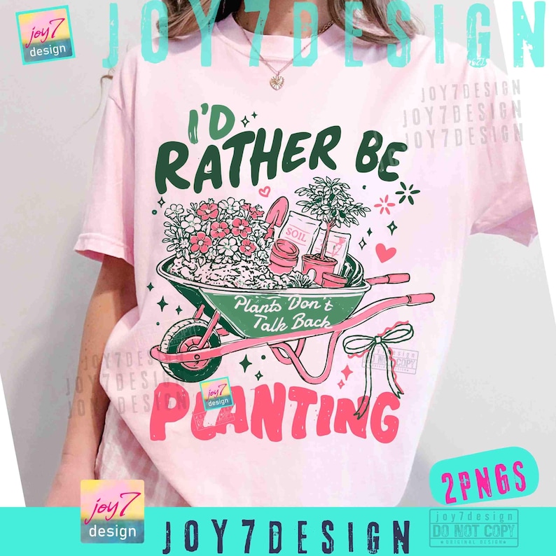 I'd Rather Be Planting PNG Funny Planting lover Garden Humor Doodle ORIGINAL Design Digital image 4