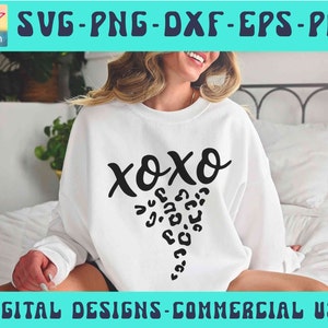 Knuffels en kussen SVG PNG PDF, Xoxo Leopard print Svg, Heart Svg, Valentines Svg, Hello Valentine Shirt Svg, Love Cut-bestand, Love Sublimatie
