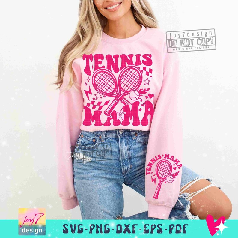 Tennis Mama PNG SVG Tennis Svg Tennis Game Day Tennis Mom Cut File Front Back Svg Sports Png Retro Designs Png Sports Sublimation ORIGINAL image 5
