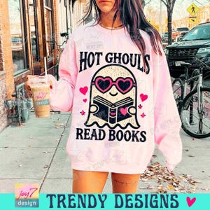 Hot Ghouls Read Books PNG Cute Ghost Book Lover Halloween Png Groovy Ghost Girly Halloween Bookish Fall Png Preppy Trendy Ghost Png ORIGINAL image 3