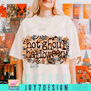 Hot Ghoul Halloween PNG Spooky Checkered Halloween Png Funny Halloween Floral Skull Spooky Season Gothic Girly Png Spooky Fall Png ORIGINAL image 4
