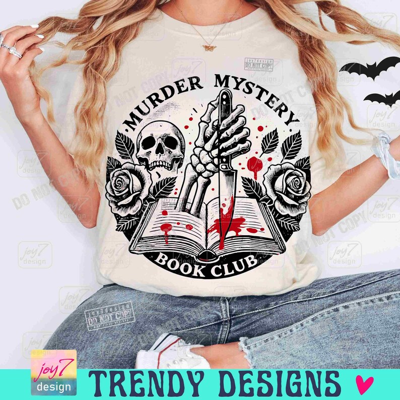 Murder Mystery Book Club PNG Retro Book design True crime Bookish Png Halloween Book Png Vintage design Book Lover Book Reader Png ORIGINAL image 4