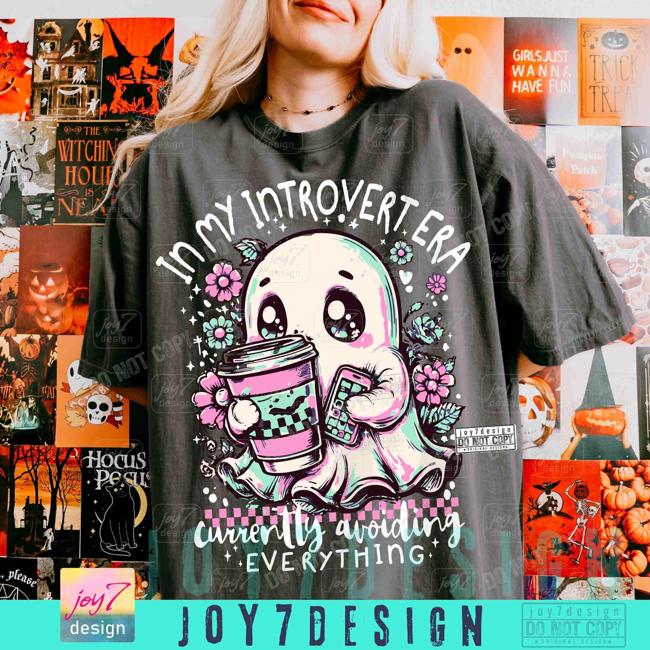 In My Introvert Era Cute Ghost Funny Halloween PNG Girly Halloween ...