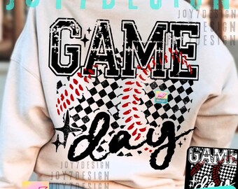 Game Day Baseball PNG Checkered Game Day Trendy Baseball Retro Baseball shirt design Funny Baseball Checkers Popular Baseball Fan ORIGINAL