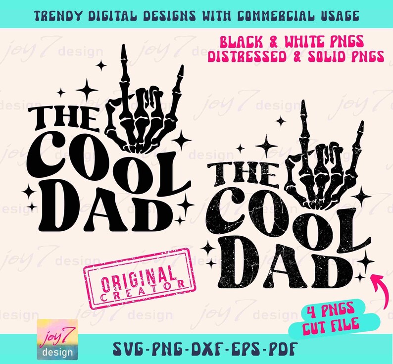 The Cool Dad SVG PNG Skeleton hand Funny Dad Father Svg Best Dad Shirt Svg Dad Life Png Rock Dad Svg Funny Dad Gift Svg Dad designs ORIGINAL image 2
