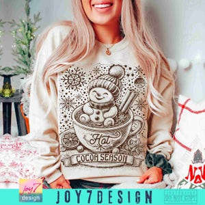 Kerst warme cacao seizoen png schattige sneeuwpop warme cacao vibes schattige winter png retro retro kerst gezellig seizoen vintage trendy xmas origineel afbeelding 6