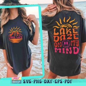 Lake Daze on My Mind SVG PNG Koszulka Lake Svg Wzory koszulek Lake Svg Koszulka z wakacjami rodzinnymi Lake Png Groovy Retro Lake Dtf Png Sublimacja zdjęcie 5