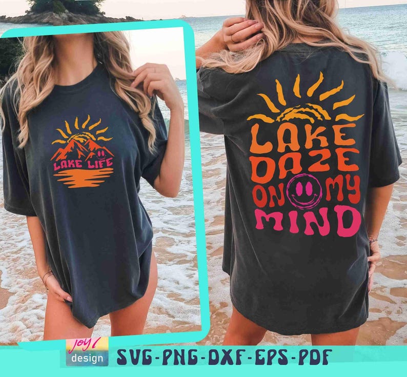 Lake Daze on My Mind SVG PNG Koszulka Lake Svg Wzory koszulek Lake Svg Koszulka z wakacjami rodzinnymi Lake Png Groovy Retro Lake Dtf Png Sublimacja zdjęcie 5
