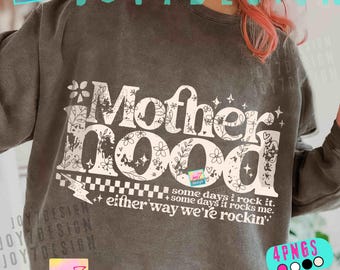 Mother Hood PNG Funny Mom Rocking it Checkered Mama Floral Design ORIGINAL (Digital Download)