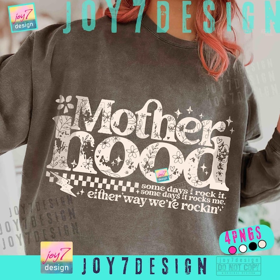Mother Hood PNG Funny Mom Rocking it Checkered Mama Floral Design ORIGINAL (Digital Download)