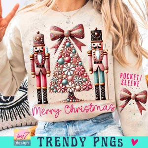 Nutcracker Merry Christmas PNG Faux Sequin Christmas Tree Coquette Christmas Bow Png Trendy Cute Boho Png Girly Glittery Merry Xmas ORIGINAL