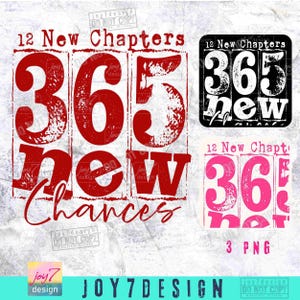 Happy New Years 12 New Chapters 365 New Chances PNG Simple New Years Png New Year Sublimation Png Trendy Retro New Years Eve Shirt ORIGINAL image 2
