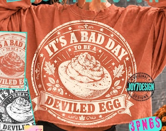 Funny Deviled Egg ORIGINAL PNG, Thanksgiving Food Humor Shirt Design, Retro Family Dinner Digital Graphic