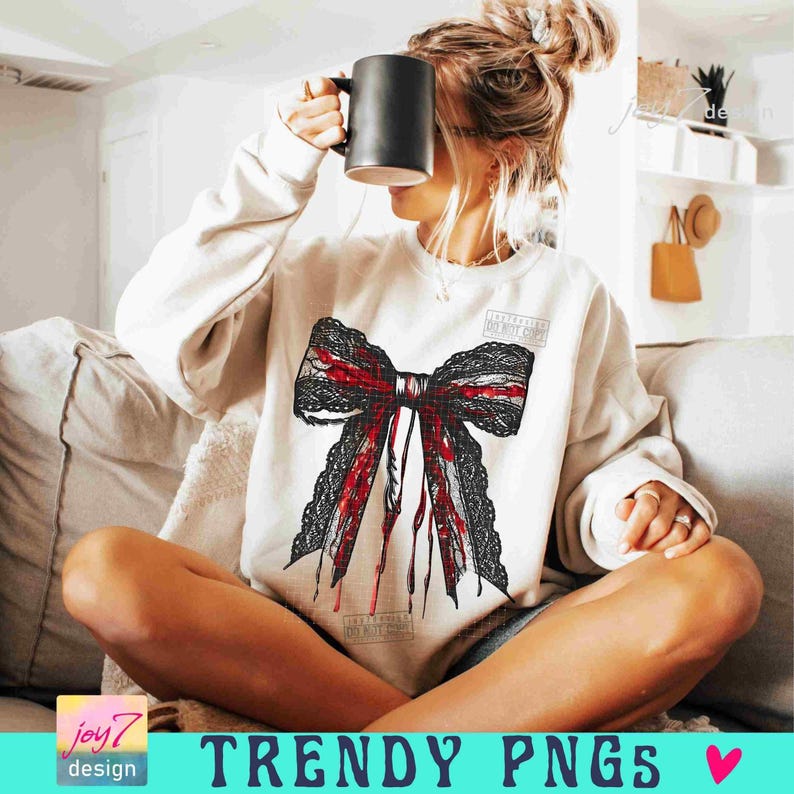 Halloween Bow PNG Coquette Trendy Halloween Png Retro Halloween Bow Png Spooky Season Png Horror Gothic Girly Vintage shirt design ORIGINAL image 5