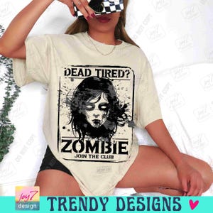 Dood vermoeide zombie enge Halloween png volwassen horror retro Halloween humor grappig Halloween grappig sarcastische png Spooky Vibes png ORIGINEEL afbeelding 6