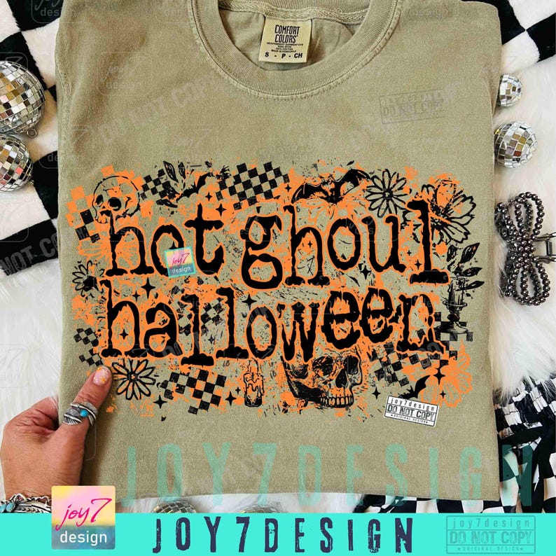 Hot Ghoul Halloween PNG Spooky Checkered Halloween Png Funny Halloween Floral Skull Spooky Season Gothic Girly Png Spooky Fall Png ORIGINAL image 6