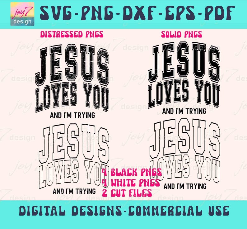 Funny Jesus Loves You SVG PNG: Distressed Varsity Design (digital ...