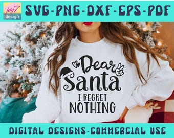 Caro Babbo Natale, non mi pento di nulla Svg Png Pdf POD, Babbo Natale Svg, Natale divertente Svg, Babbo Natale Svg, Maglione natalizio Png, Inverno Svg, Babbo Natale Png Bambini Svg