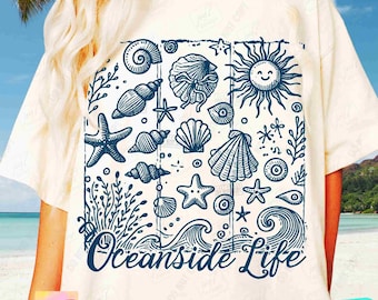 Oceanside Life Summer png trendy shirt visser esthetische oceaan png retro strand png maritiem zomerontwerp leuk zeeshirt png ORIGINEEL