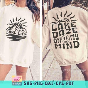 Lake Daze on My Mind SVG PNG Koszulka Lake Svg Wzory koszulek Lake Svg Koszulka z wakacjami rodzinnymi Lake Png Groovy Retro Lake Dtf Png Sublimacja zdjęcie 4
