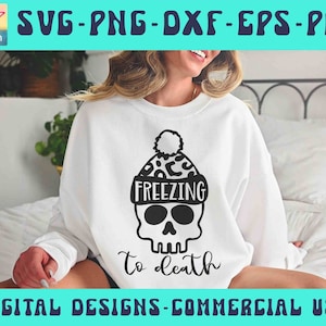 Einfrieren zu Tode SVG PNG PDF, Leopard Schädel Schmuck, Weihnachten Schmuck, Winter Schmuck, Skelett Design, Toten, Skelett, Schnittdateien, Sublimation