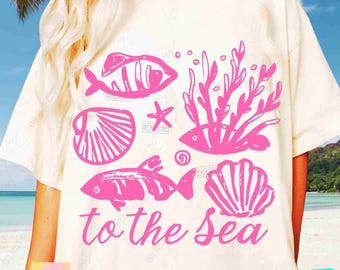 Trendy Seashell aesthetics To The Sea Summer PNG Preppy Beach shirt ORIGINAL Design Instant Download