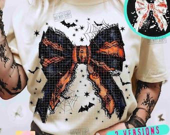 Halloween Bow PNG Coquette Bow Png Coquette Halloween Png Spooky vibes Png Trendy Halloween Spooky Season Retro Halloween Shirt Png ORIGINAL