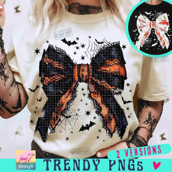 Halloween Bow PNG Coquette Bow Png Coquette Halloween Png Spooky vibes Png Trendy Halloween Spooky Season Retro Halloween Shirt Png ORIGINAL