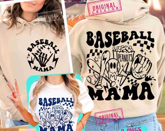 Baseball Mama SVG PNG Retro Baseball vibes Game Day Baseball designs CutFile Front Back Svg Aesthetic Baseball Life Png Sublimation Original