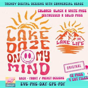 Lake Daze on My Mind SVG PNG Koszulka Lake Svg Wzory koszulek Lake Svg Koszulka z wakacjami rodzinnymi Lake Png Groovy Retro Lake Dtf Png Sublimacja zdjęcie 2