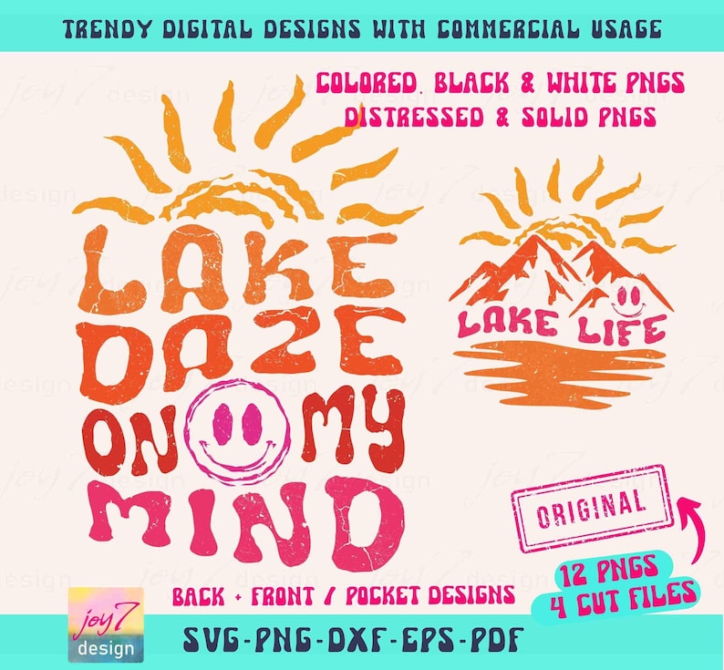 Lake Daze on My Mind SVG PNG Koszulka Lake Svg Wzory koszulek Lake Svg Koszulka z wakacjami rodzinnymi Lake Png Groovy Retro Lake Dtf Png Sublimacja zdjęcie 2