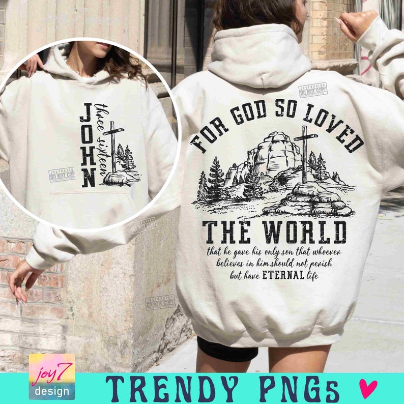 JOHN 3:16 FOR GOD So Loved the World Png Bible verse Png Christian Bible Png Retro Western Png design Western Christian Sublimation Original image 4
