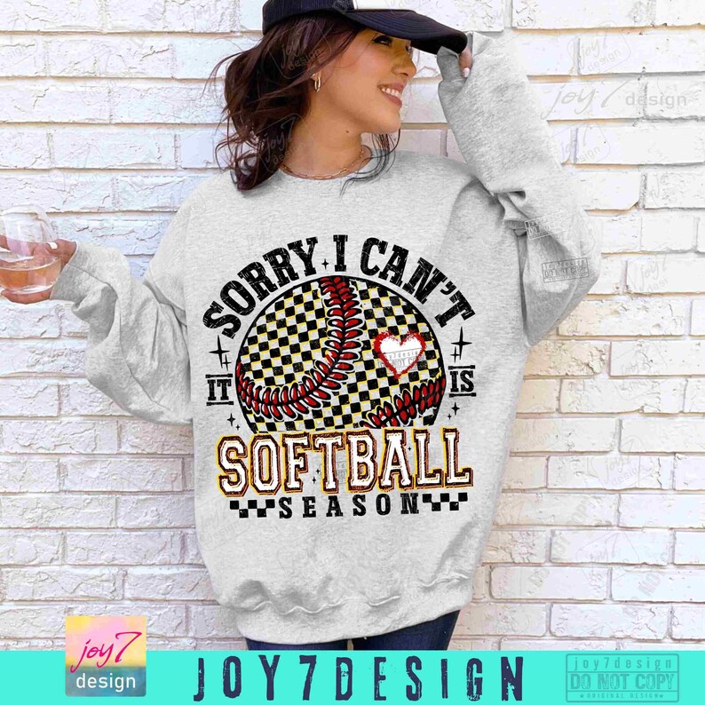 Sorry I Can't It's Softball Season PNG Retro Checkered Softball Png Softball Game Day shirt Softball Mom Png Trendy Softball Team ORIGINAL image 4
