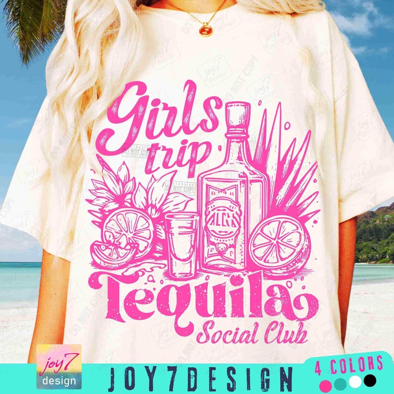 Girls Trip Tequila Social Club PNG Funny Summer Girls Trip Tequila Retro Summer Png Girls Weekend Retro Summer Beach Shirt design ORIGINAL image 1