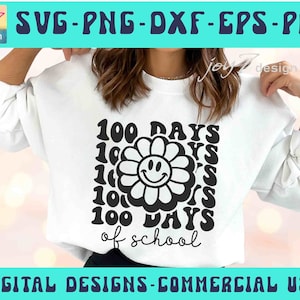 Happy 100 Days of School SVG PNG, 100 Days of School, School 100th Day, Happy Face, Teacher School, 100 Days of School Shirt Svg, School Svg