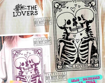 The Lovers Tarot Card SVG PNG Lovers Svg Tarot card Png Witchy Funny Valentine's Day Skeleton Svg Gothic Sublimation Tarot Cut File ORIGINAL