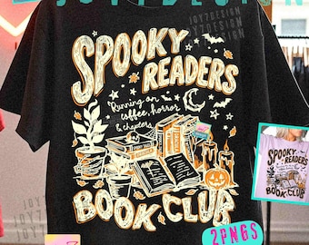 Spooky Readers Book Club PNG Trendy Halloween Book Lover Doodle Retro ORIGINAL Design