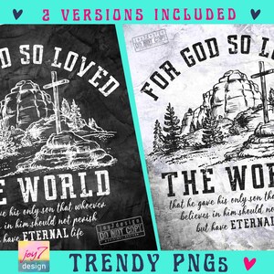 JOHN 3:16 FOR GOD So Loved the World Png Bible verse Png Christian Bible Png Retro Western Png design Western Christian Sublimation Original image 2