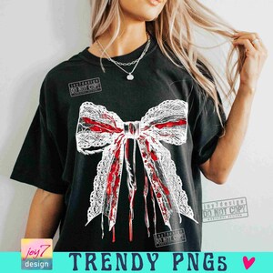 Halloween Bow PNG Coquette Trendy Halloween Png Retro Halloween Bow Png Spooky Season Png Horror Gothic Girly Vintage shirt design ORIGINAL image 3