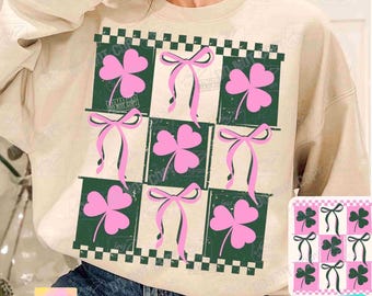 St Patrick's Day Checker Shamrock Coquette PNG Coquette St Patty's Day Png Retro St Patricks Png Irish Png Trendy St Pattys Day Png ORIGINAL