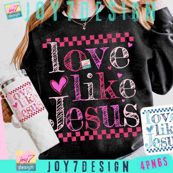 Retro Love Like Jesus PNG Cute Christian Valentines Checker Png Christian VDay Religious Love Jesus shirt Png Religious Valentine ORIGINAL