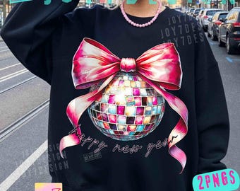 Happy New Year Disco Ball Coquette PNG New Years Eve Design ORIGINAL (Digital Download)