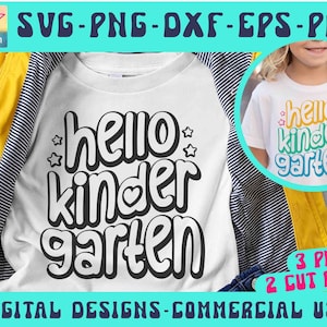 Hello Kindergarten SVG PNG, Kindergarten Svg, Teacher Svg, School png Svg, First Day of School, Kindergarten Vibes Svg, Kindergarten Png
