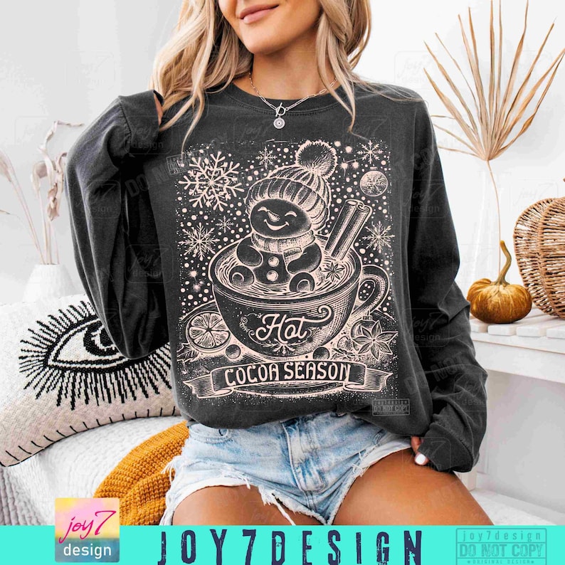 Kerst warme cacao seizoen png schattige sneeuwpop warme cacao vibes schattige winter png retro retro kerst gezellig seizoen vintage trendy xmas origineel afbeelding 3