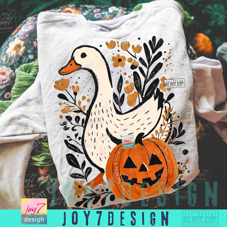 Goose Halloween Fall PNG Halloween Goose Floral Boho Goose Fall design Funny Goose Cute Halloween Boho Fall Pumpkin Retro Goose Png ORIGINAL image 6
